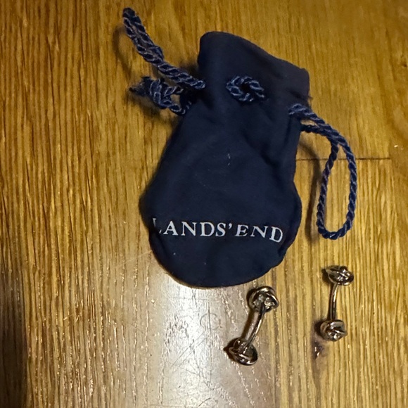 Lands' End Silver Cufflinks with Navy Pouch